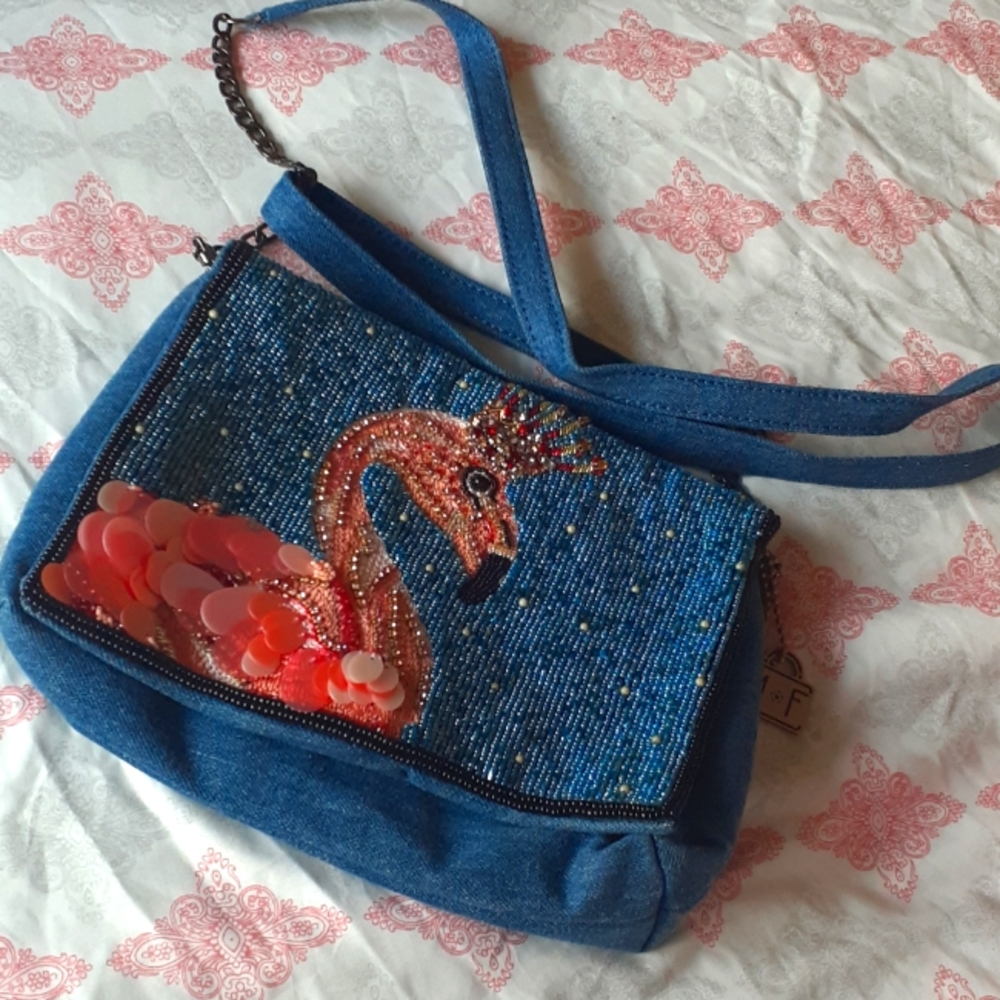 Mary Frances denim  Embroidered crossbody